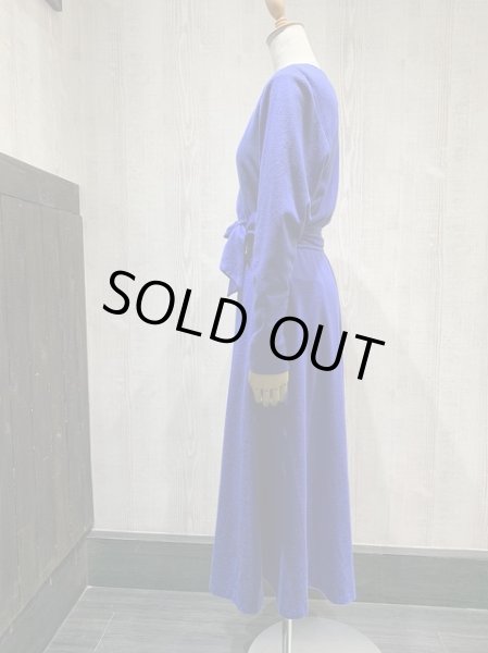 画像5: 80s 90s USA製 made in usa california girl ロイヤルブルー ウール混 カットソー 素材 カシュクール ワンピース ドレス (5)