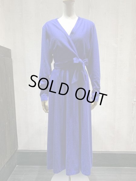 画像4: 80s 90s USA製 made in usa california girl ロイヤルブルー ウール混 カットソー 素材 カシュクール ワンピース ドレス (4)