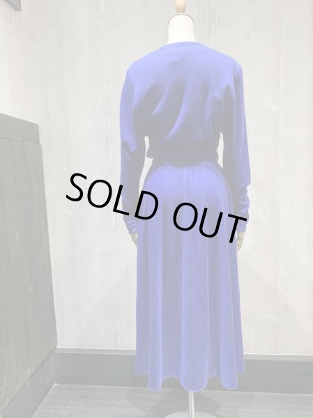 画像6: 80s 90s USA製 made in usa california girl ロイヤルブルー ウール混 カットソー 素材 カシュクール ワンピース ドレス (6)