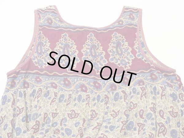 画像17: 70s ビンテージ DENIM JAZZ パキスタン製 インド綿 エスニック ノースリーブ ペーズリー 花 柄 ワンピース ドレス ヒッピー パキ綿  (17)