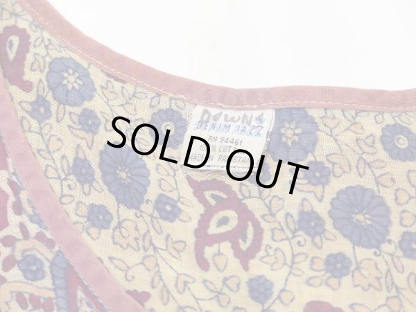 画像6: 70s ビンテージ DENIM JAZZ パキスタン製 インド綿 エスニック ノースリーブ ペーズリー 花 柄 ワンピース ドレス ヒッピー パキ綿  (6)