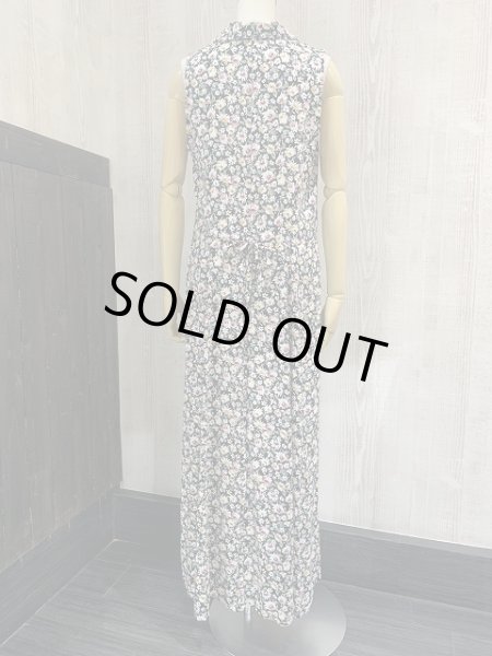 画像5: USA製 アメリカ製 80〜90s All That Jazz 小花柄 オープンカラー 開襟 ベスト ノースリーブ ロング ワンピース ドレス (5)