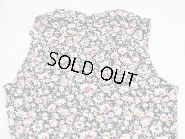 画像11: USA製 アメリカ製 80〜90s All That Jazz 小花柄 オープンカラー 開襟 ベスト ノースリーブ ロング ワンピース ドレス (11)