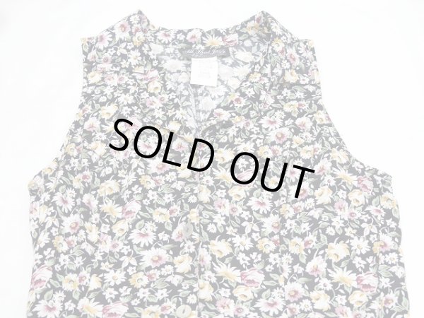 画像8: USA製 アメリカ製 80〜90s All That Jazz 小花柄 オープンカラー 開襟 ベスト ノースリーブ ロング ワンピース ドレス (8)