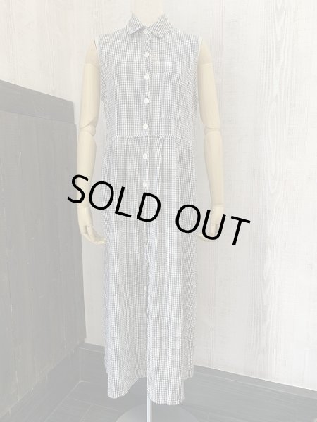 画像3: USA製 80s J.G HOOK オープンカラー 前開き ギンガムチェック ロング ベスト ノースリーブ  ワンピース (3)
