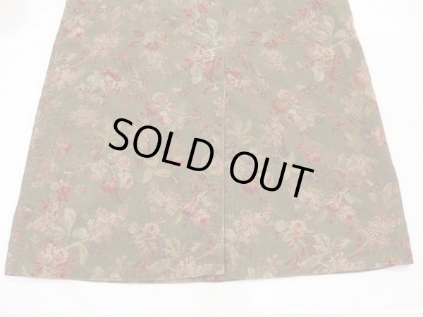 画像8: 90s Eddie Bauer エディーバウアー コーデュロイ 総柄 花柄 前開き スカート (8)