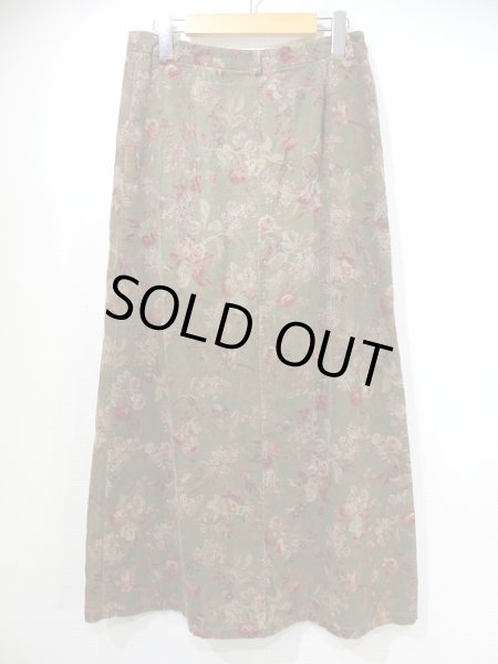 画像5: 90s Eddie Bauer エディーバウアー コーデュロイ 総柄 花柄 前開き スカート (5)