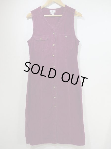 画像5: 90s NWB ボルドー ワインレッド 前開き コーデュロイ ジャンパースカート ワンピース (5)