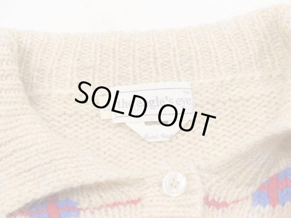 画像6: 80s the eagle's eye 子ネコ キャット 柄 ハンドニット ハイネック ウール セーター (6)