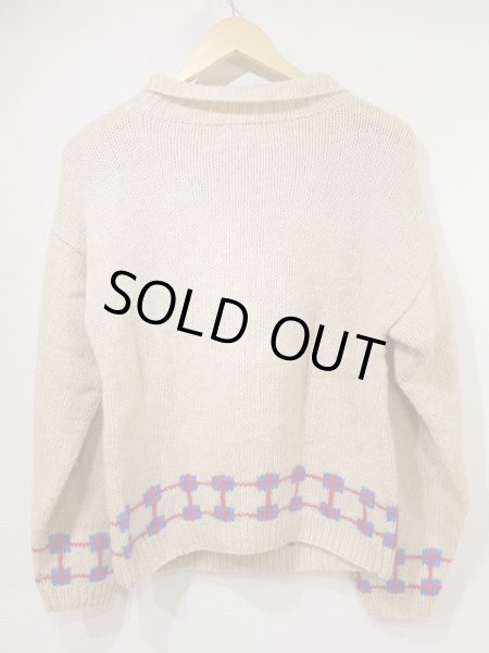 画像5: 80s the eagle's eye 子ネコ キャット 柄 ハンドニット ハイネック ウール セーター (5)