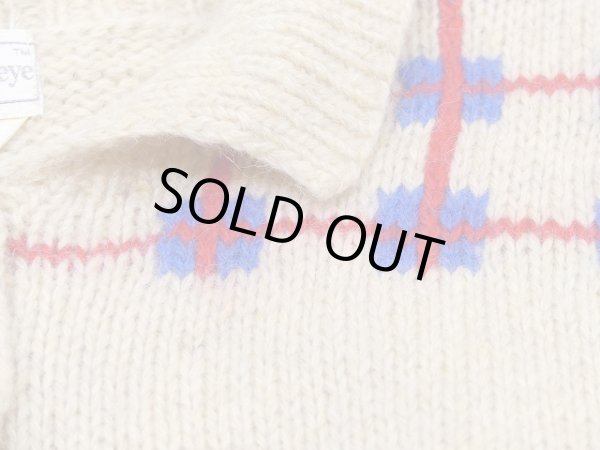 画像8: 80s the eagle's eye 子ネコ キャット 柄 ハンドニット ハイネック ウール セーター (8)