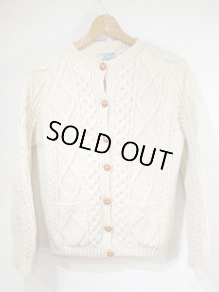 画像4: アイルランド製  70s ビンテージ John Molloy ウッドボタン くるみボタン アラン フィッシャーマン ケーブル編み カーデ カーディガン セーター ニット (4)