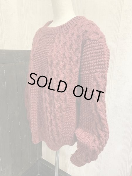 画像2: 〜 80s UNKNOWN ハンドメイド アランニット フィッシャーマンニット セーター (2)