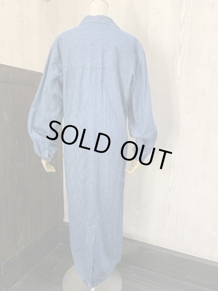 画像4: 90s Eddie Bauer ダンガリー オープンカラー デニム シャツ ワンピース  (4)