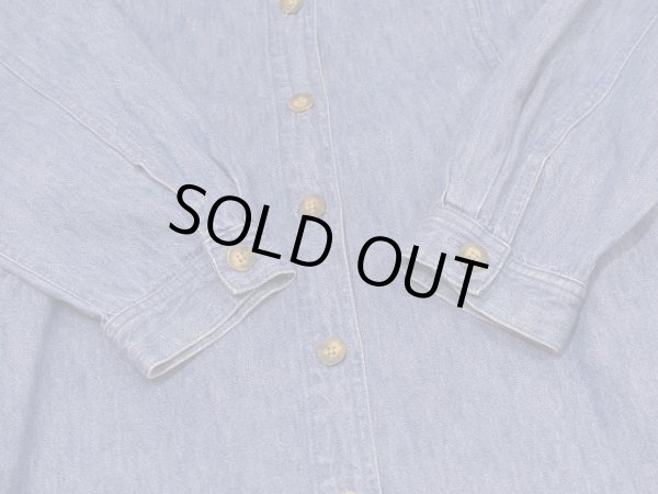 画像10: 90s Eddie Bauer ダンガリー オープンカラー デニム シャツ ワンピース  (10)