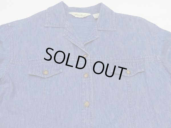 画像8: 90s Eddie Bauer ダンガリー オープンカラー デニム シャツ ワンピース  (8)