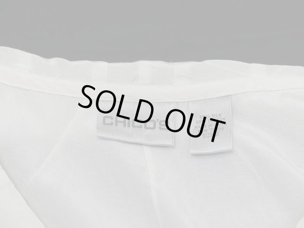 画像6: 90s CHICO'S フリルカラー ピンタック シルク コットン ブラウス (6)