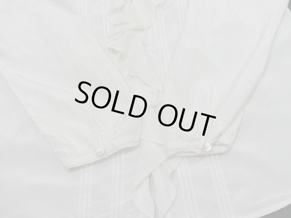 画像10: 90s CHICO'S フリルカラー ピンタック シルク コットン ブラウス (10)