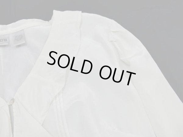 画像8: 90s CHICO'S フリルカラー ピンタック シルク コットン ブラウス (8)