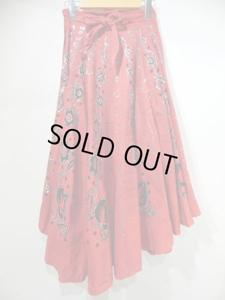 画像6: 50s ビンテージ Laoable スパンコール 絣 サーキュラー ラップ スカート  (6)