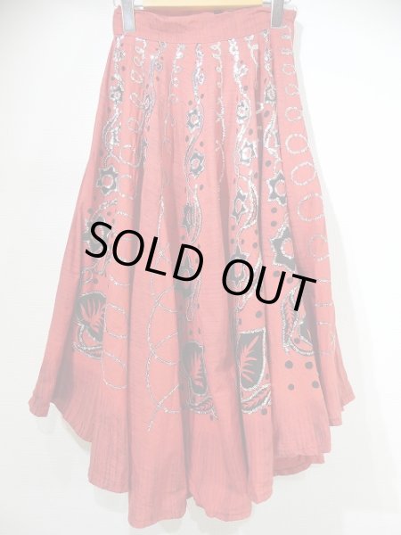 画像5: 50s ビンテージ Laoable スパンコール 絣 サーキュラー ラップ スカート  (5)