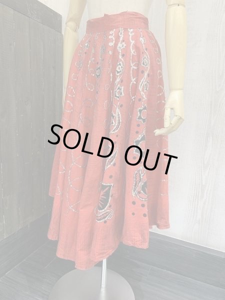 画像3: 50s ビンテージ Laoable スパンコール 絣 サーキュラー ラップ スカート  (3)