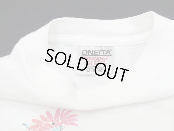 画像6:  USA製 90s ビンテージ フラワー 花 コスモス 絵画 アート 両面 プリント Tシャツ (6)