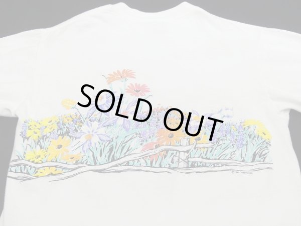 画像11:  USA製 90s ビンテージ フラワー 花 コスモス 絵画 アート 両面 プリント Tシャツ (11)
