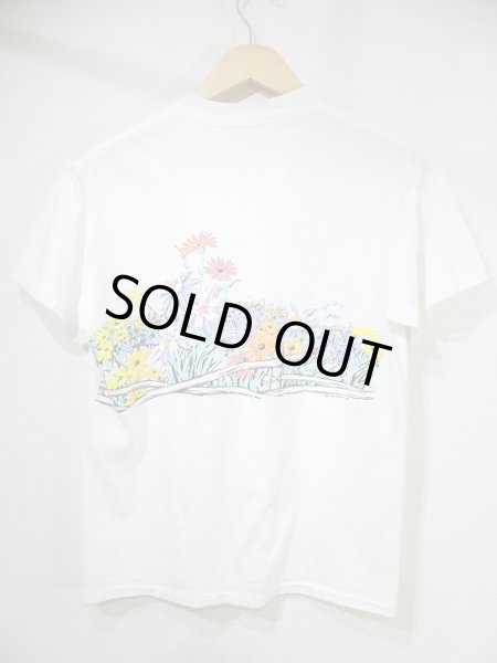 画像5:  USA製 90s ビンテージ フラワー 花 コスモス 絵画 アート 両面 プリント Tシャツ (5)