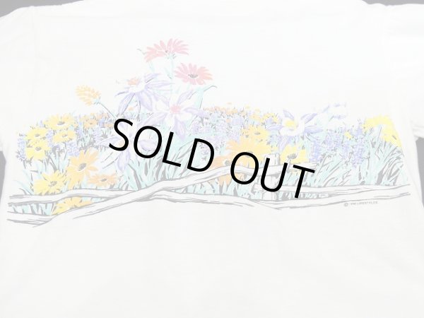 画像8:  USA製 90s ビンテージ フラワー 花 コスモス 絵画 アート 両面 プリント Tシャツ (8)