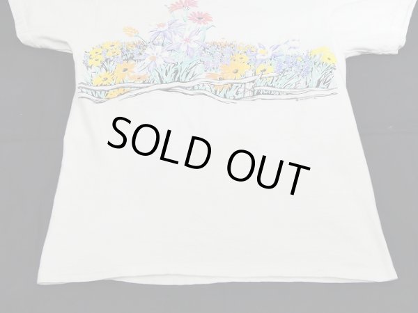 画像10:  USA製 90s ビンテージ フラワー 花 コスモス 絵画 アート 両面 プリント Tシャツ (10)