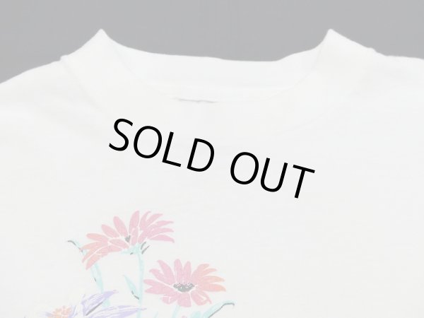 画像7:  USA製 90s ビンテージ フラワー 花 コスモス 絵画 アート 両面 プリント Tシャツ (7)