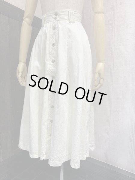 画像2: 80s 前開き ボタン コットン サーキュラー デザイン フレア スカート (2)