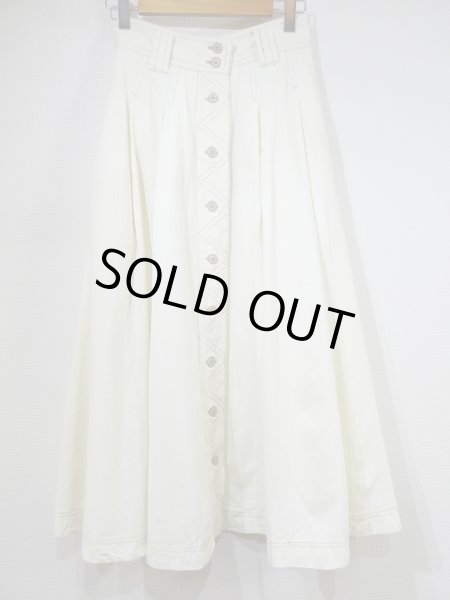 画像4: 80s 前開き ボタン コットン サーキュラー デザイン フレア スカート (4)