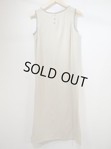 画像5: USA製  90s UNIFORM JOHN PAUL RICHARD ブランケットステッチ リネン風 コットン ノースリーブ ワンピース  (5)