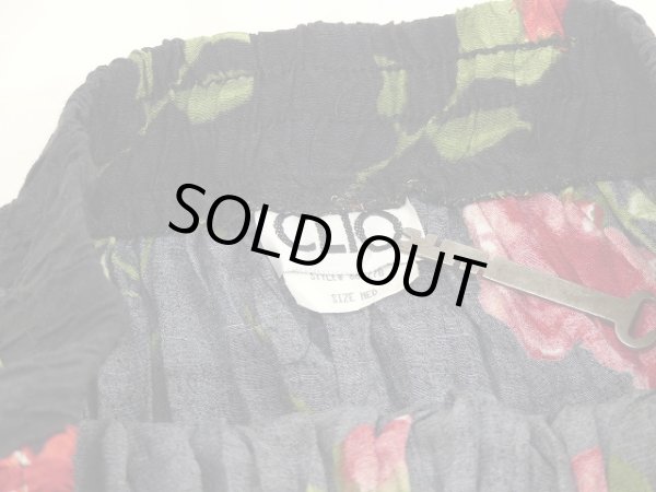 画像8: USA製 90s CLIO ワッシャー シワ 加工 バラ 花柄 ロング フレア スカート (8)