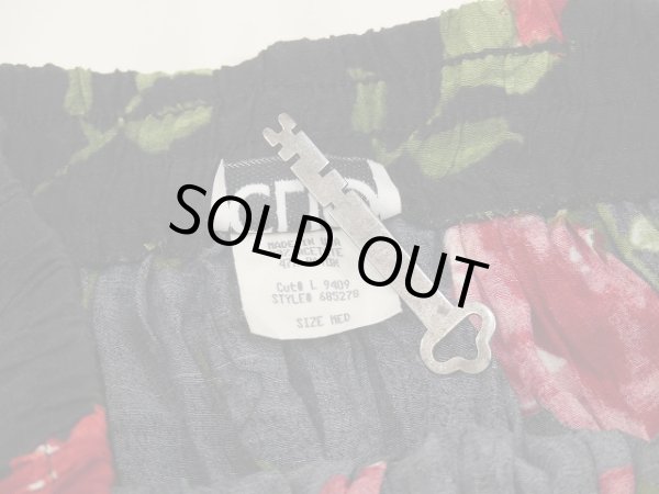 画像9: USA製 90s CLIO ワッシャー シワ 加工 バラ 花柄 ロング フレア スカート (9)