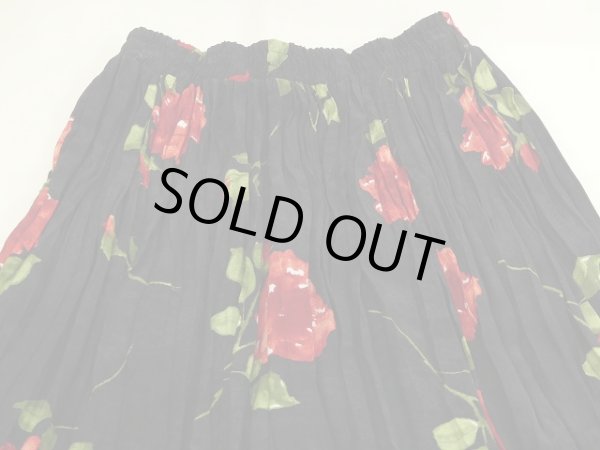 画像11: USA製 90s CLIO ワッシャー シワ 加工 バラ 花柄 ロング フレア スカート (11)