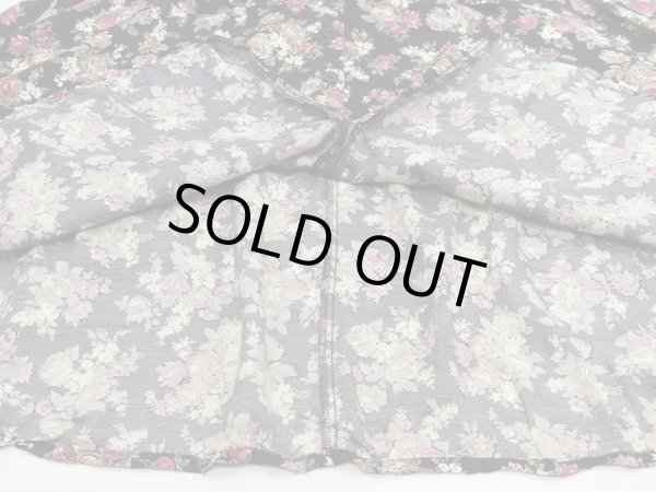 画像12: USA製 90s VINTAGE BLUE 小花柄 前開き ボタン フレア スカート  (12)