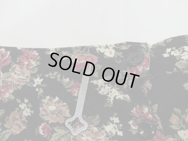 画像9: USA製 90s VINTAGE BLUE 小花柄 前開き ボタン フレア スカート  (9)