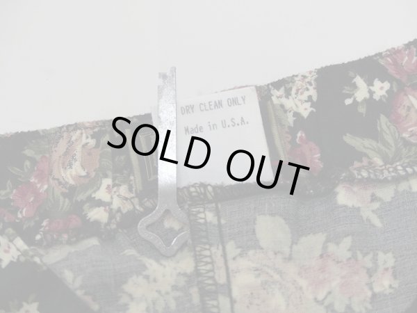 画像7: USA製 90s VINTAGE BLUE 小花柄 前開き ボタン フレア スカート  (7)