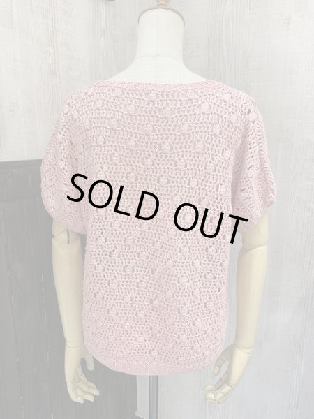 画像3: 80s ビンテージ フレンチスリーブ かぎ編み クロシェ サマー ニット   (3)