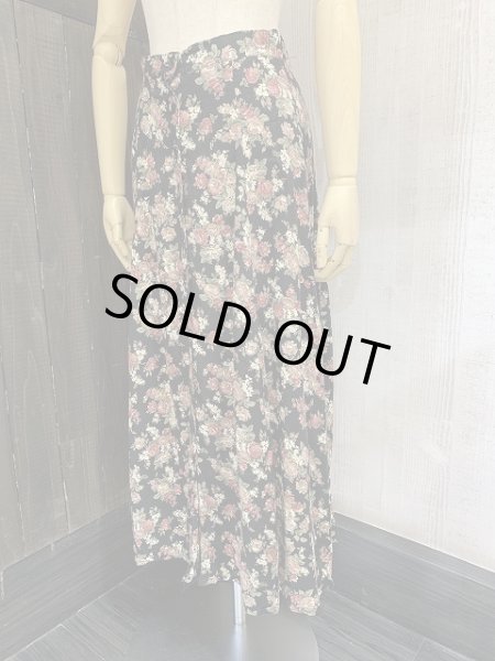 画像3: USA製 90s VINTAGE BLUE 小花柄 前開き ボタン フレア スカート  (3)