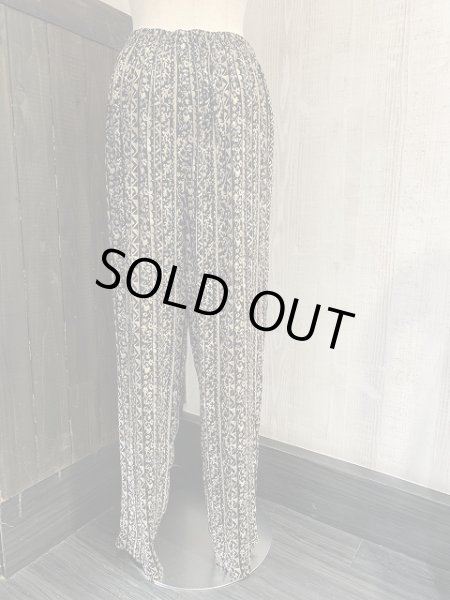 画像3: Rebecca Malone  幾何学模様 ツタ模様 ストライプ 総柄 レーヨン イージーパンツ  (3)