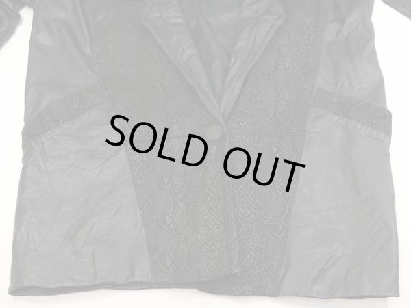 画像8: 80s ビンテージ G-III パイソン 切り替え デザイン レザー ロング テーラード ジャケット ユニセックス コート  (8)