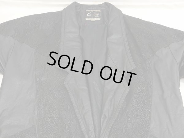 画像7: 80s ビンテージ G-III パイソン 切り替え デザイン レザー ロング テーラード ジャケット ユニセックス コート  (7)