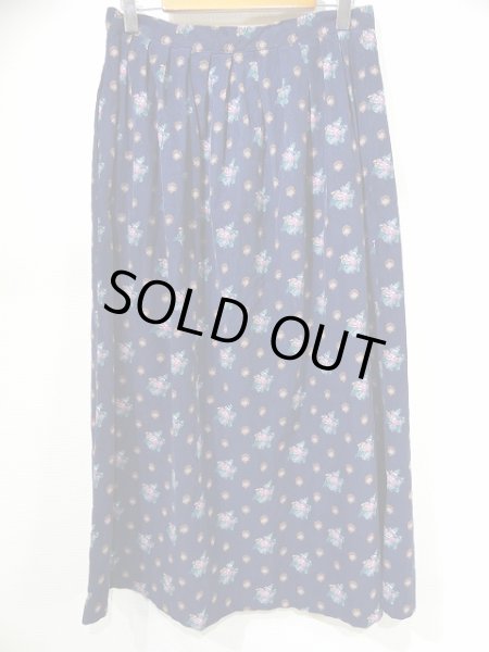 画像8: 80s Eddie Bauer エディー バウワー コーデュロイ 小花 柄 フライフロント 前開き ミモレ丈 フレア スカート  (8)