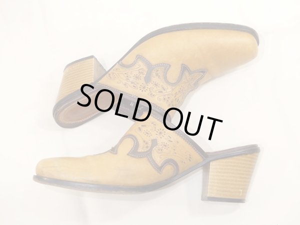 画像6: 90s SONORA レザー クラフト ウエスタン スタイル ミュール サボ  サンダル   (6)