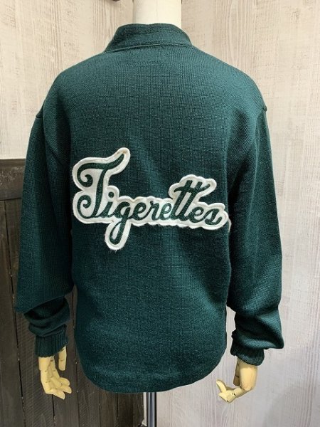 画像3: 50s ビンテージ Kandel Tiggerettes レタード レターマン バーシティ カーディガン ウール ニット カーデ (3)