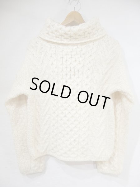 画像7: アイルランド製 arancrafts タートルネック ショート丈 ケーブル編み アラン フィッシャーマン セーター   (7)